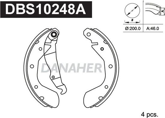 Danaher DBS10248A - Bremžu loku komplekts www.autospares.lv