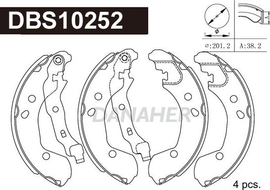 Danaher DBS10252 - Bremžu loku komplekts www.autospares.lv