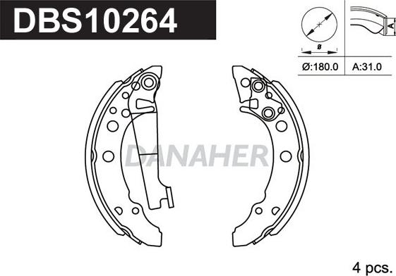 Danaher DBS10264 - Brake Shoe Set www.autospares.lv