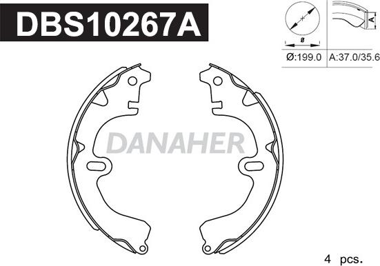 Danaher DBS10267A - Brake Shoe Set www.autospares.lv