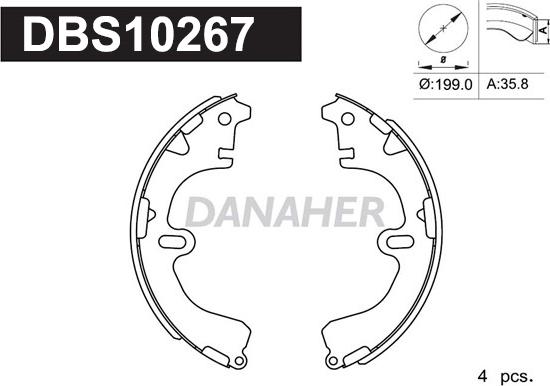 Danaher DBS10267 - Brake Shoe Set www.autospares.lv