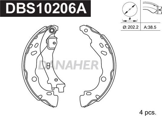 Danaher DBS10206A - Brake Shoe Set www.autospares.lv