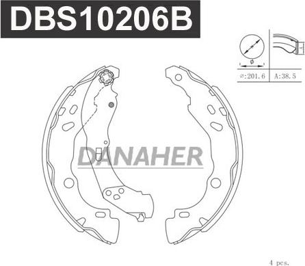 Danaher DBS10206B - Brake Shoe Set www.autospares.lv