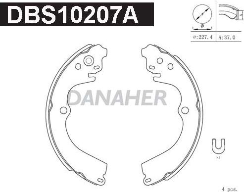 Danaher DBS10207A - Brake Shoe Set www.autospares.lv