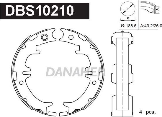 Danaher DBS10210 - Комплект тормозов, ручник, парковка www.autospares.lv