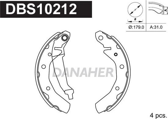 Danaher DBS10212 - Brake Shoe Set www.autospares.lv