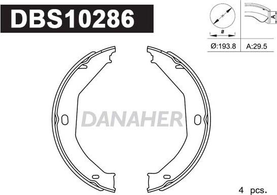 Danaher DBS10286 - Brake Shoe Set, parking brake www.autospares.lv