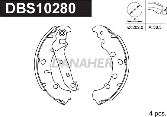 Danaher DBS10280 - Bremžu loku komplekts autospares.lv