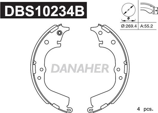 Danaher DBS10234B - Brake Shoe Set www.autospares.lv