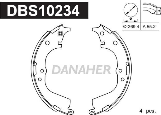 Danaher DBS10234 - Brake Shoe Set www.autospares.lv