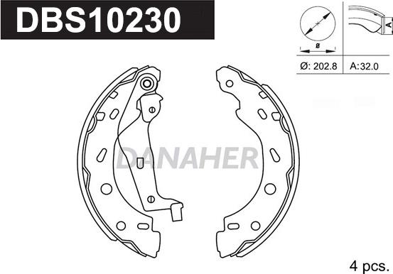 Danaher DBS10230 - Комплект тормозных колодок, барабанные www.autospares.lv