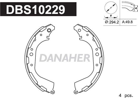 Danaher DBS10229 - Brake Shoe Set www.autospares.lv