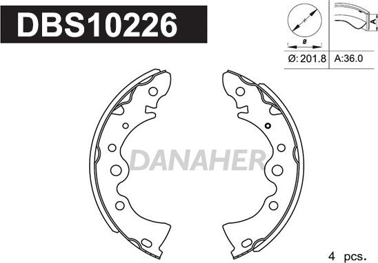 Danaher DBS10226 - Bremžu loku komplekts www.autospares.lv