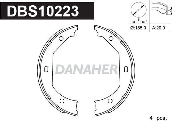 Danaher DBS10223 - Bremžu loku kompl., Stāvbremze www.autospares.lv