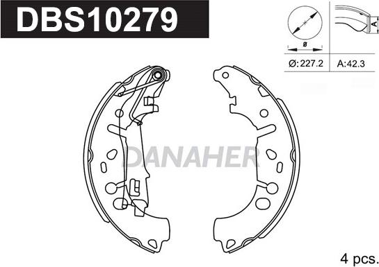 Danaher DBS10279 - Brake Shoe Set www.autospares.lv