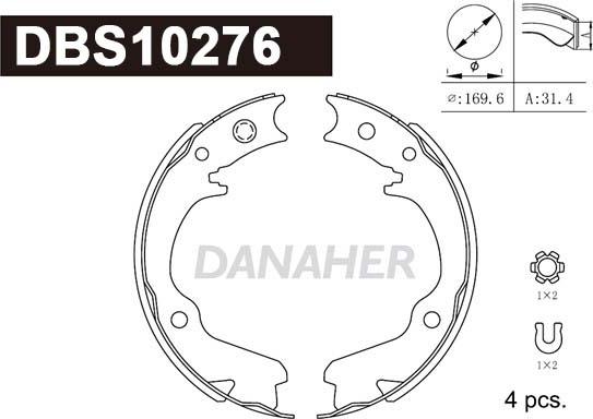 Danaher DBS10276 - Brake Shoe Set, parking brake www.autospares.lv