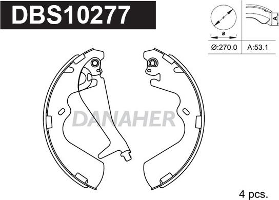 Danaher DBS10277 - Bremžu loku komplekts autospares.lv