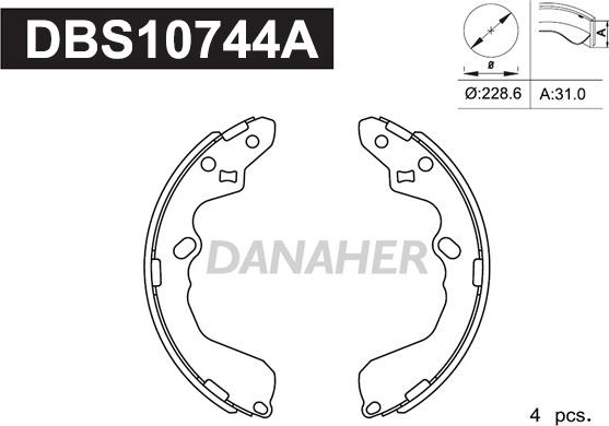 Danaher DBS10744A - Bremžu loku komplekts autospares.lv