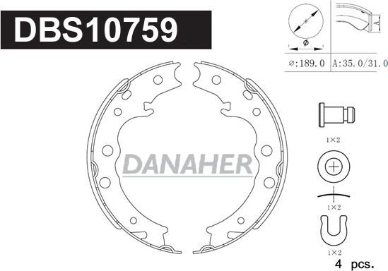 Danaher DBS10759 - Bremžu loku kompl., Stāvbremze www.autospares.lv