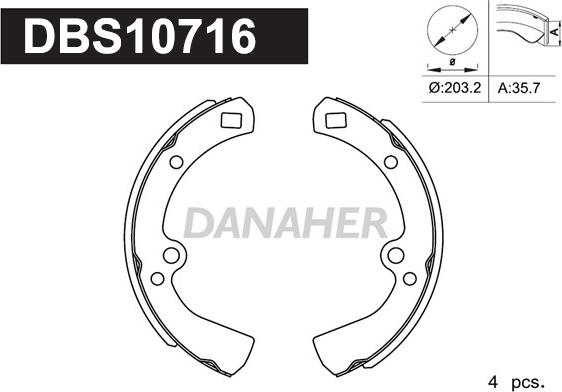 Danaher DBS10716 - Bremžu loku komplekts www.autospares.lv