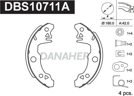 Danaher DBS10711A - Bremžu loku komplekts autospares.lv