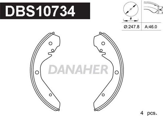 Danaher DBS10734 - Bremžu loku komplekts www.autospares.lv