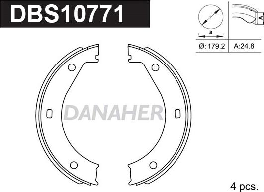 Danaher DBS10771 - Bremžu loku kompl., Stāvbremze autospares.lv