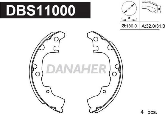 Danaher DBS11000 - Brake Shoe Set www.autospares.lv