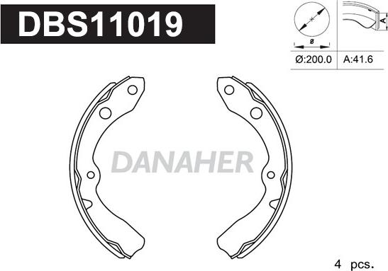 Danaher DBS11019 - Bremžu loku komplekts autospares.lv