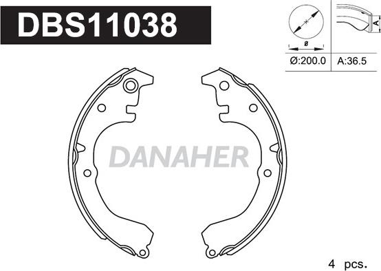 Danaher DBS11038 - Bremžu loku komplekts www.autospares.lv