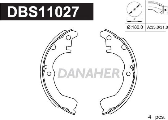 Danaher DBS11027 - Brake Shoe Set www.autospares.lv