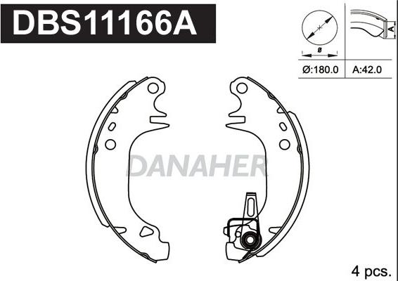 Danaher DBS11166A - Brake Shoe Set www.autospares.lv