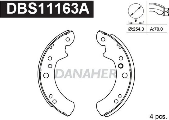 Danaher DBS11163A - Bremžu loku komplekts autospares.lv