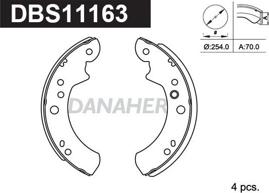 Danaher DBS11163 - Bremžu loku komplekts autospares.lv