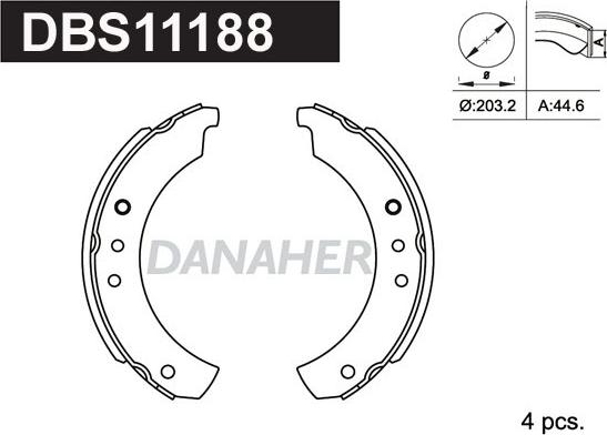 Danaher DBS11188 - Bremžu loku komplekts autospares.lv