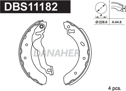 Danaher DBS11182 - Bremžu loku komplekts autospares.lv