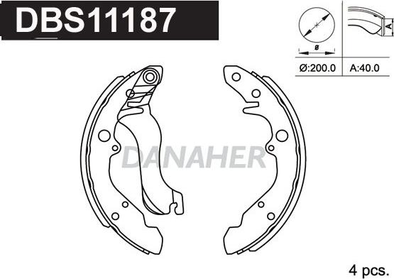 Danaher DBS11187 - Brake Shoe Set www.autospares.lv