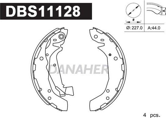 Danaher DBS11128 - Brake Shoe Set www.autospares.lv