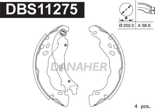 Danaher DBS11275 - Brake Shoe Set www.autospares.lv