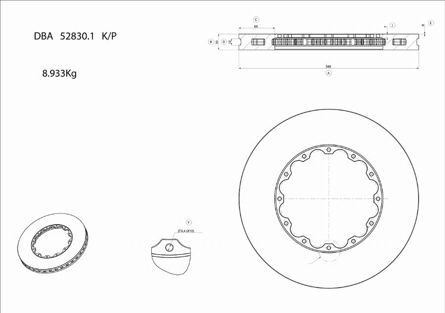 DBA Australia DBA52830.1 - Augstas veiktspējas bremžu disks www.autospares.lv