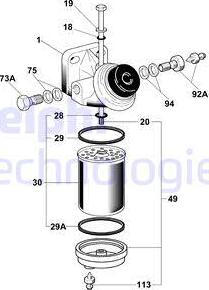 Delphi 6260B615B - Degvielas filtrs autospares.lv