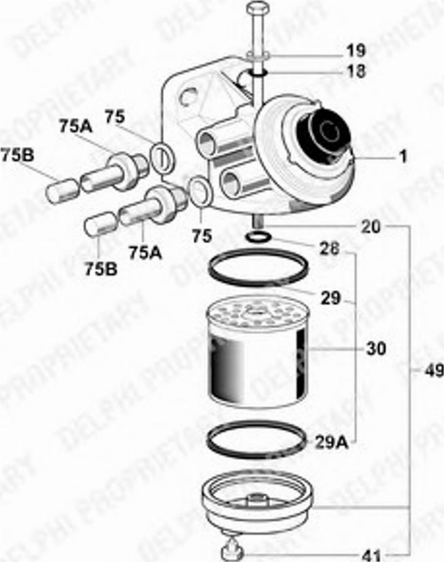 Delphi 6260B741B - Degvielas filtrs www.autospares.lv