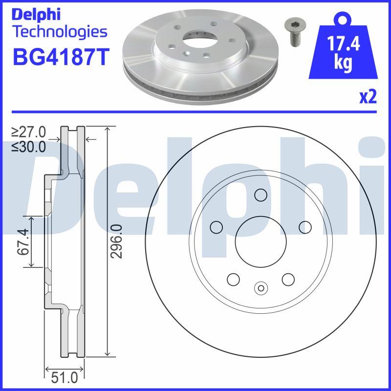 Delphi BG4187T - Bremžu diski www.autospares.lv