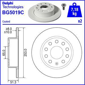 Delphi BG5019C-18B1 - Brake Disc www.autospares.lv