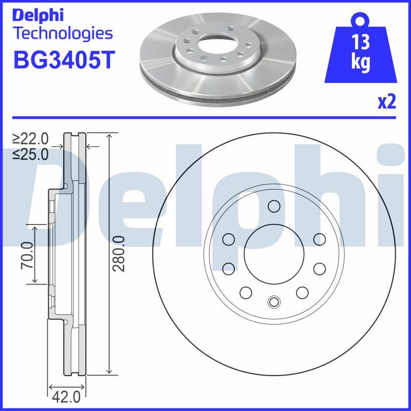 Delphi BG3405T - Bremžu diski www.autospares.lv