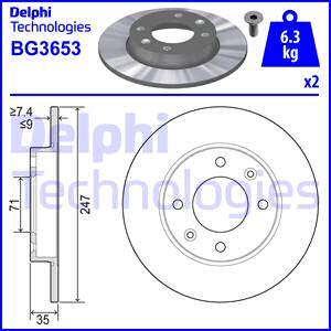 Delphi BG3653 - Brake Disc www.autospares.lv