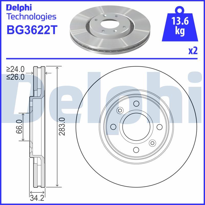 Delphi BG3622T - Bremžu diski www.autospares.lv