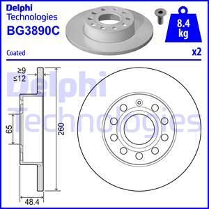 Delphi BG3890C-18B1 - Тормозной диск www.autospares.lv