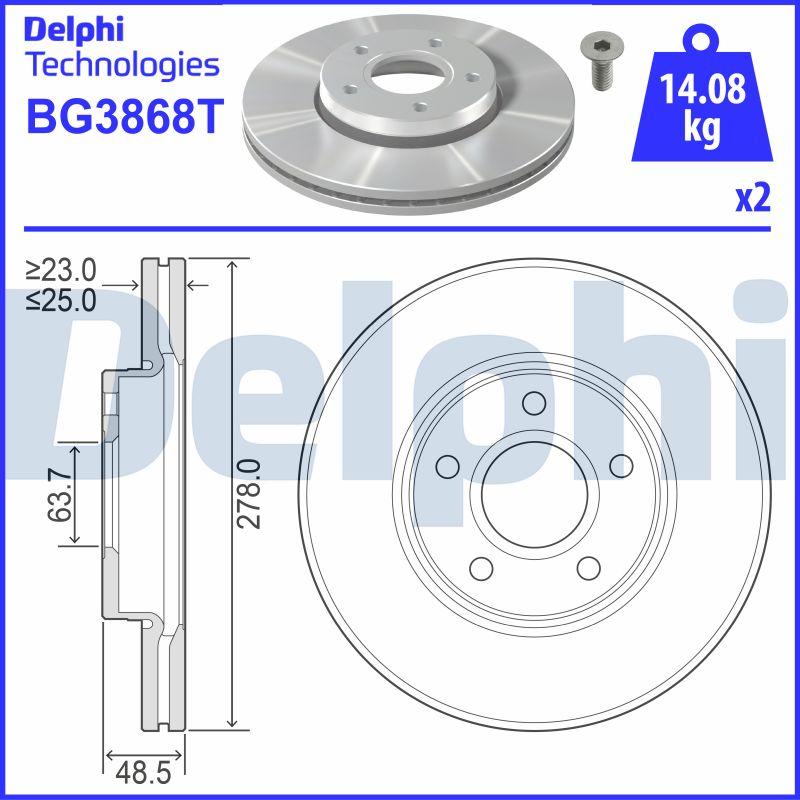 Delphi BG3868T - Bremžu diski www.autospares.lv