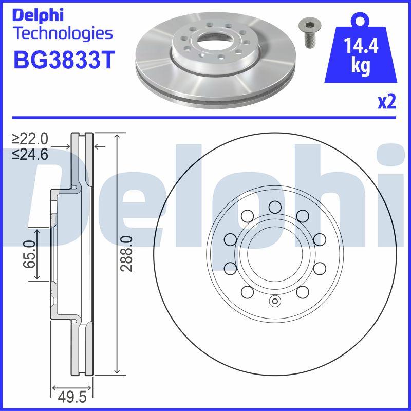 Delphi BG3833T - Bremžu diski www.autospares.lv